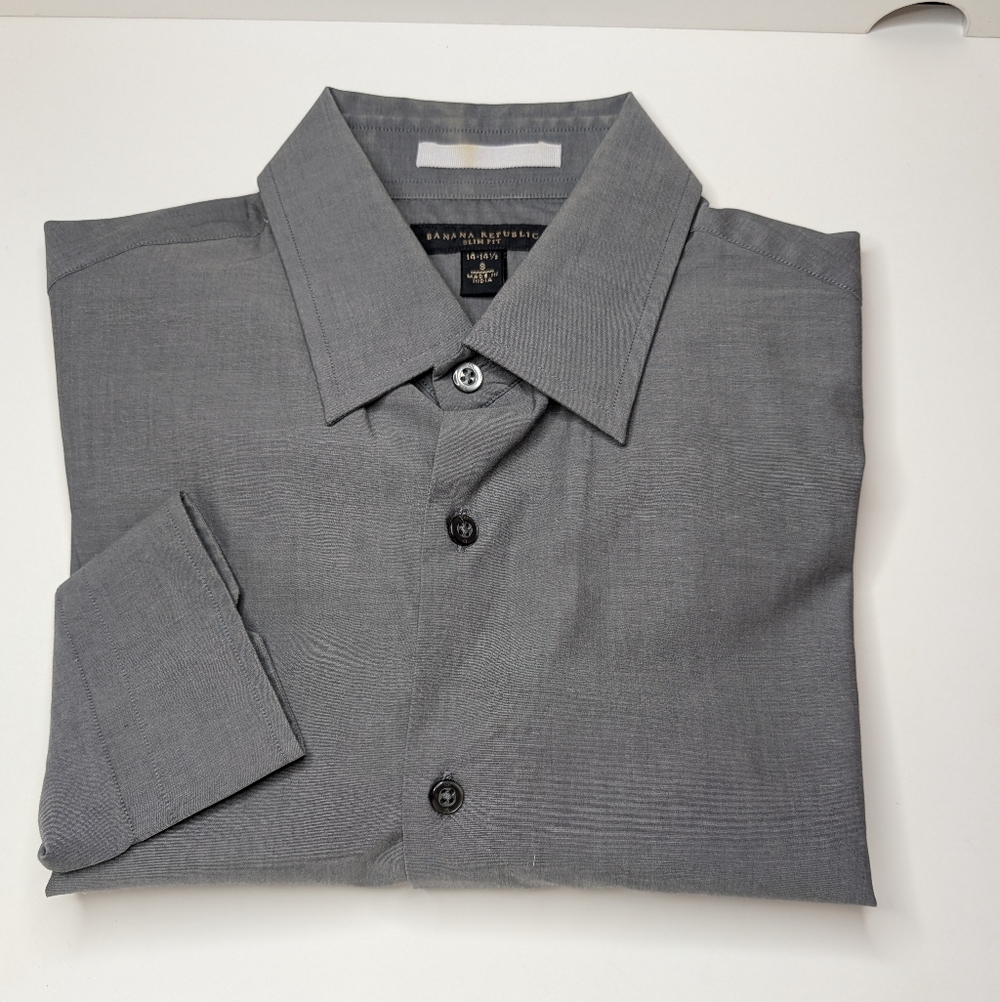 ✨ Banana Republic Slim Fit Dress Shirt | Gray | 14.5 ✨Sharp • Modern • Tailored